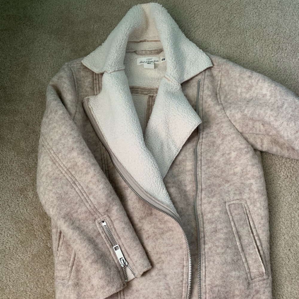 Sherpa zip up pea coat